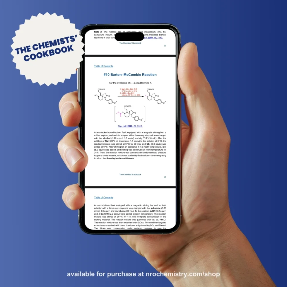 The Chemists Cookbook ebook - reaction preview on a smartphone