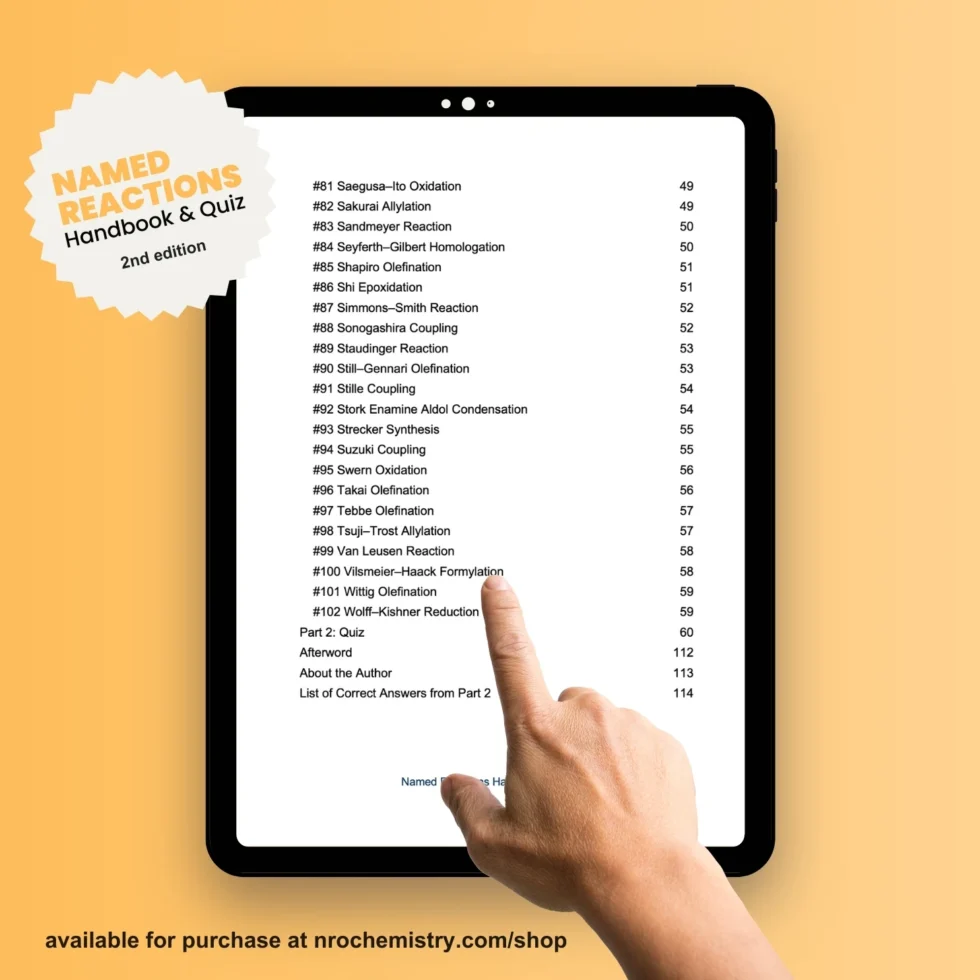 Named Reactions Handbook & Quiz ebook - 2nd edition - table of contents 4