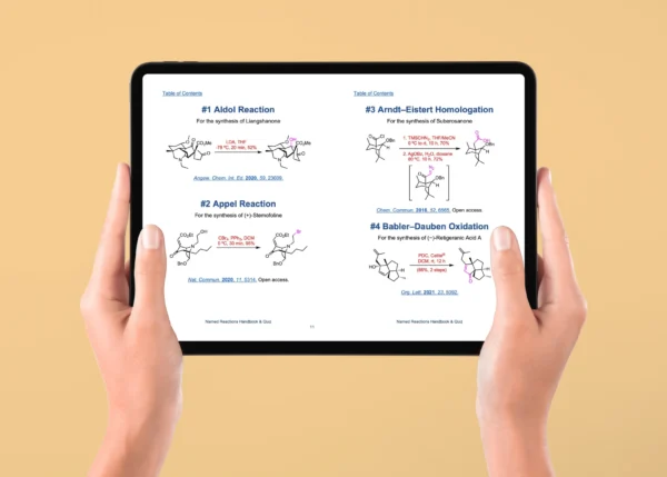 Named Reactions Handbook & Quiz ebook on ipad_reactions example